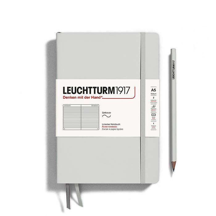 Leuchtturm1917 - A5 Medium Softcover Notebook - Light Grey, Ruling: Ruled