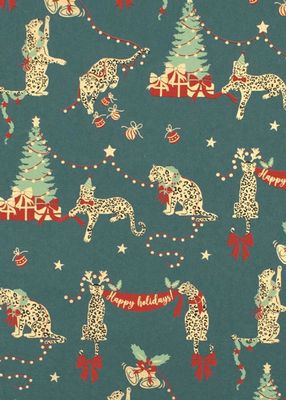 Festive Leopard Wrapping Paper - 2 sheets