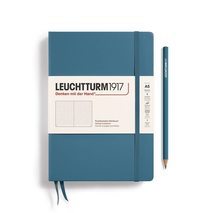 A5 Medium Hardcover Notebook Stone Blue, Style: Dot
