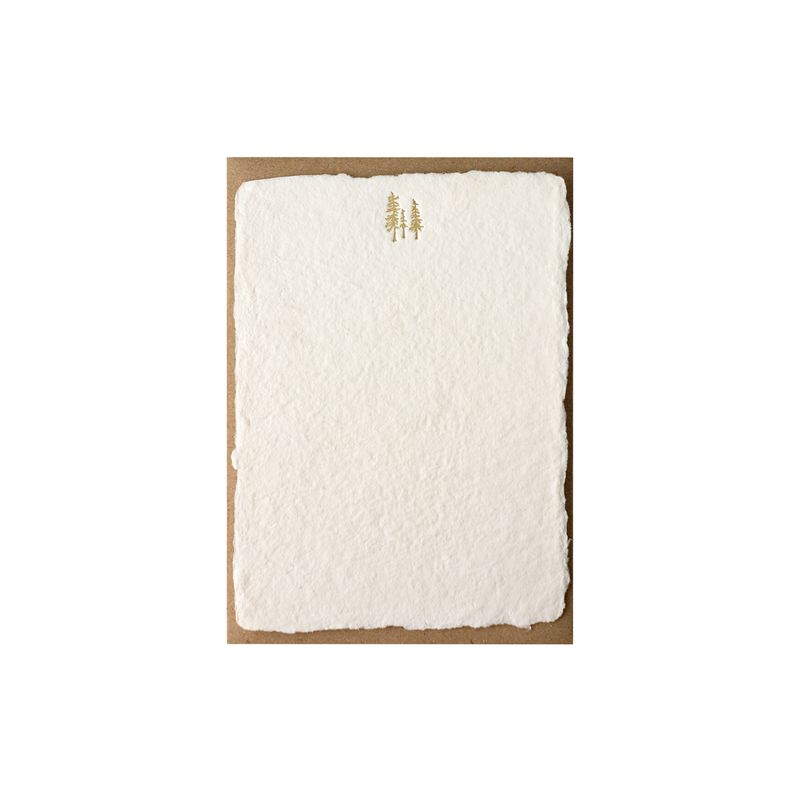 Trees Handmade Paper Deckled Letterpress Note, Size: Single