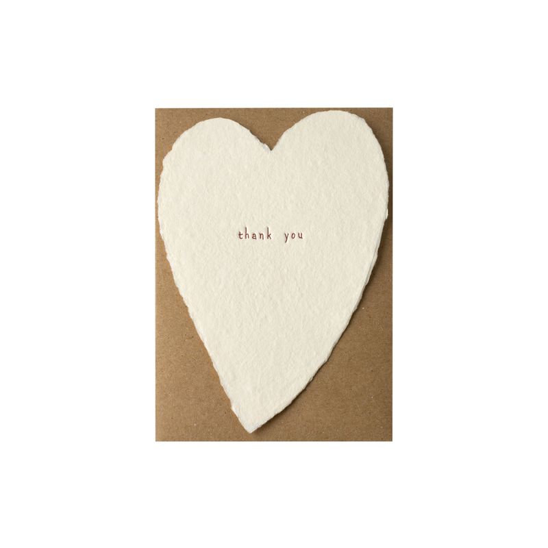 Thank You Greeted Heart Letterpress Card, Size: Single