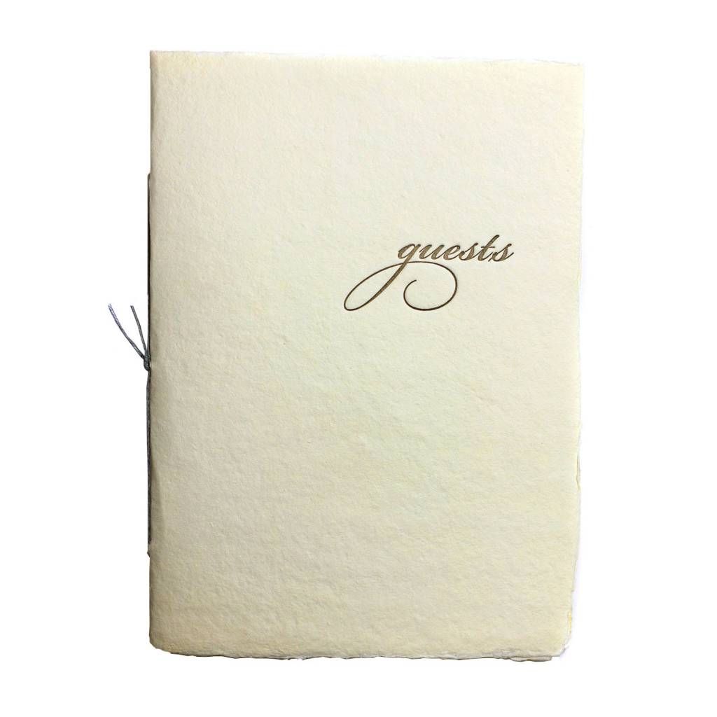 Cream Handmade Paper Letterpress Mini Guest Booklet