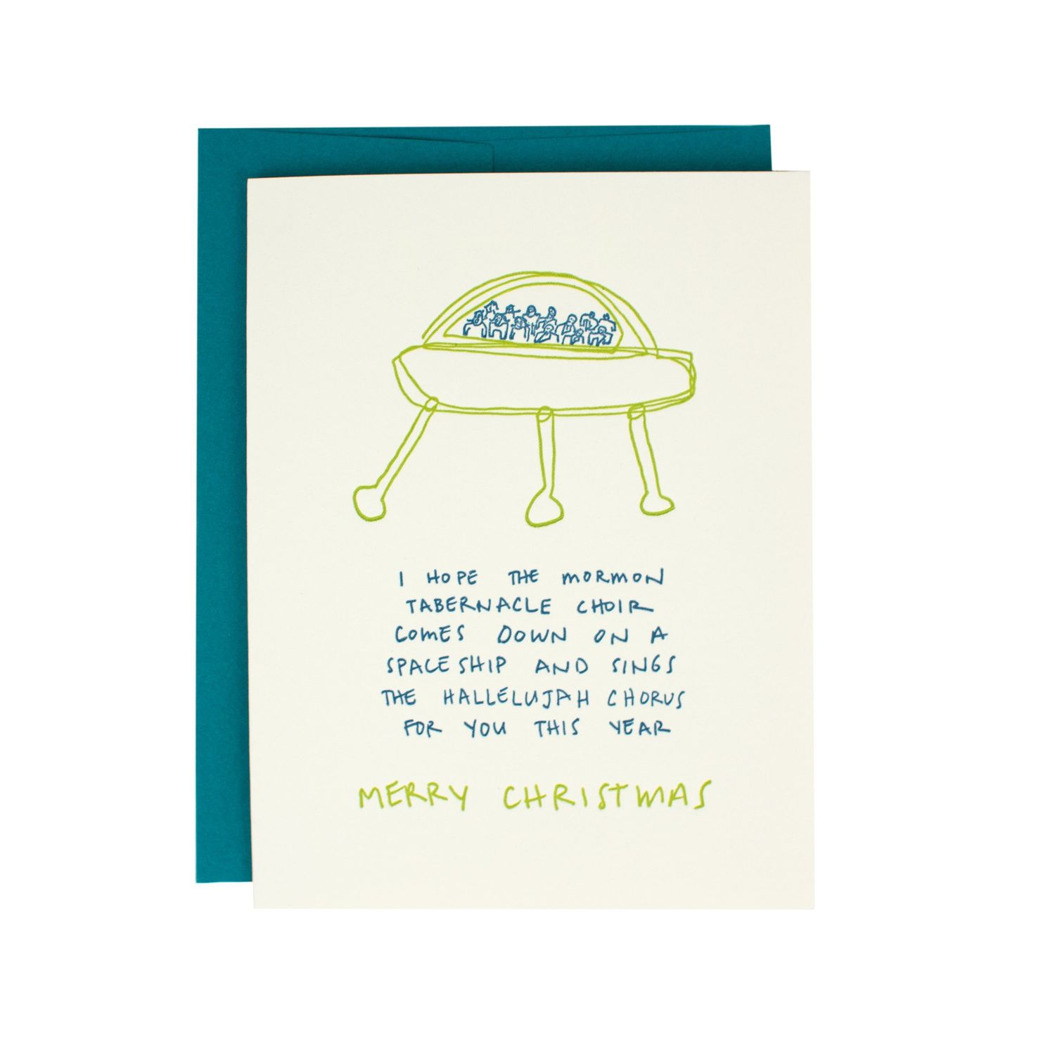 Spaceship Merry Christmas Supreme Letterpress Card