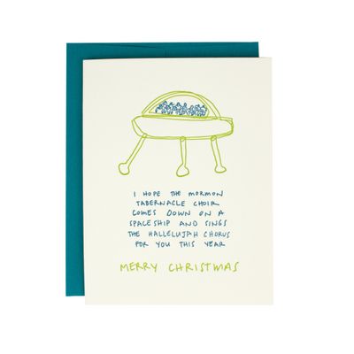 Spaceship Merry Christmas Supreme Letterpress Card