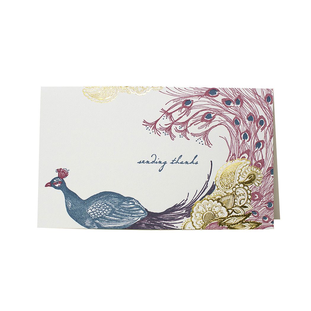 Sending Thanks Menagerie Greeting Letterpress Card