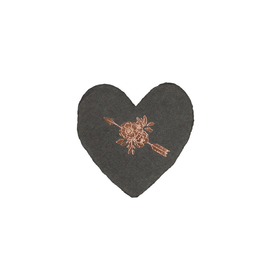 Arrow and Rose Letterpress Foiled Heart Enclosure