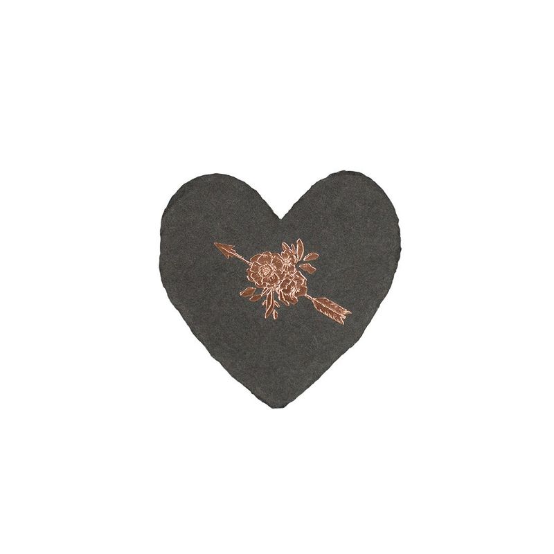 Arrow and Rose Letterpress Foiled Heart Enclosure