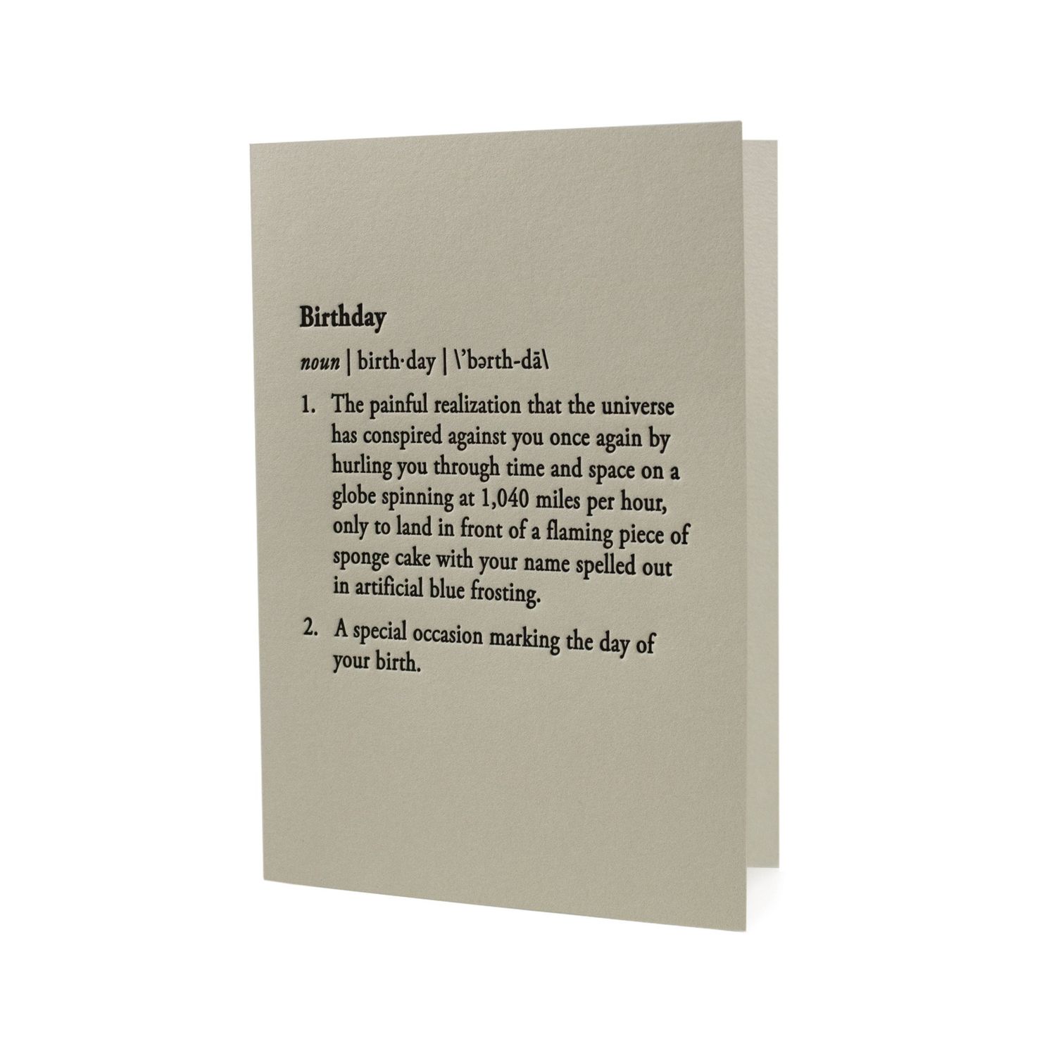 Birthday Definition Letterpress Card
