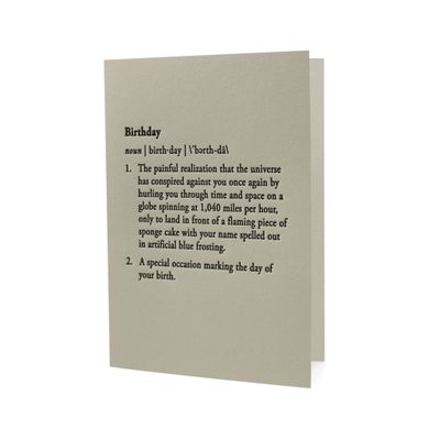 Birthday Definition Letterpress Card