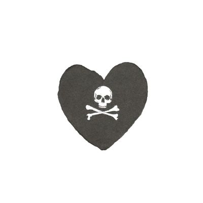 Skull and Crossbones Letterpress Foiled Heart Enclosure
