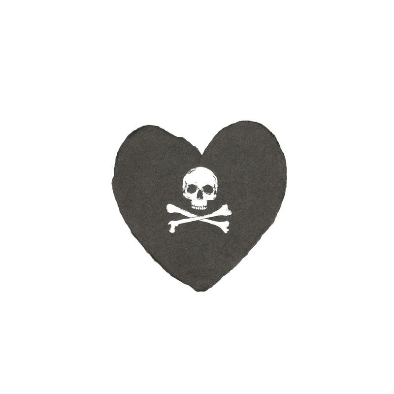 Skull and Crossbones Letterpress Foiled Heart Enclosure