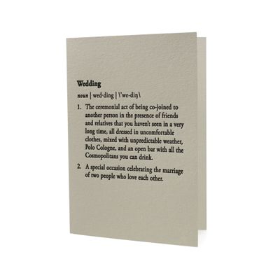 Wedding Definition Letterpress Card