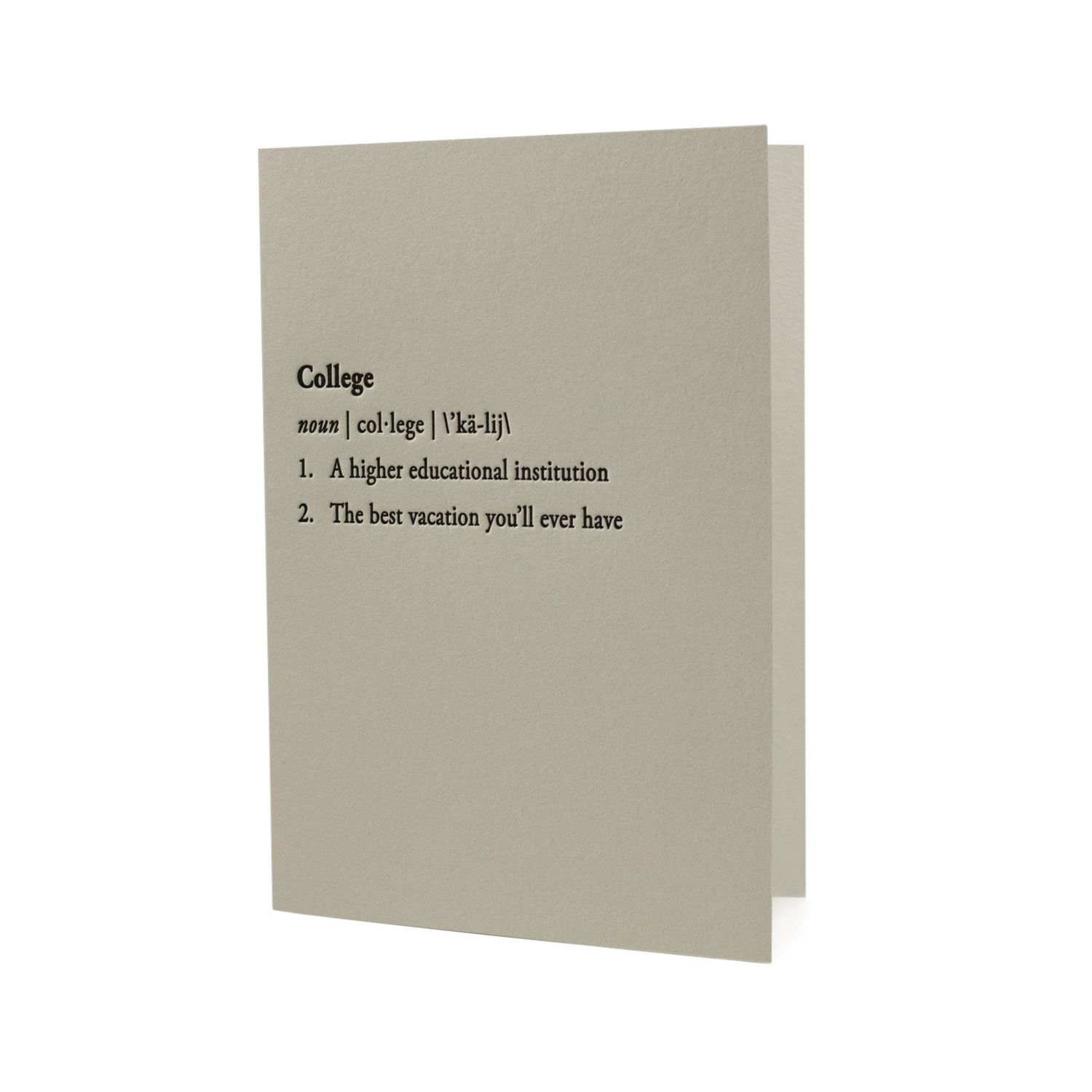 College Definition Letterpress Card