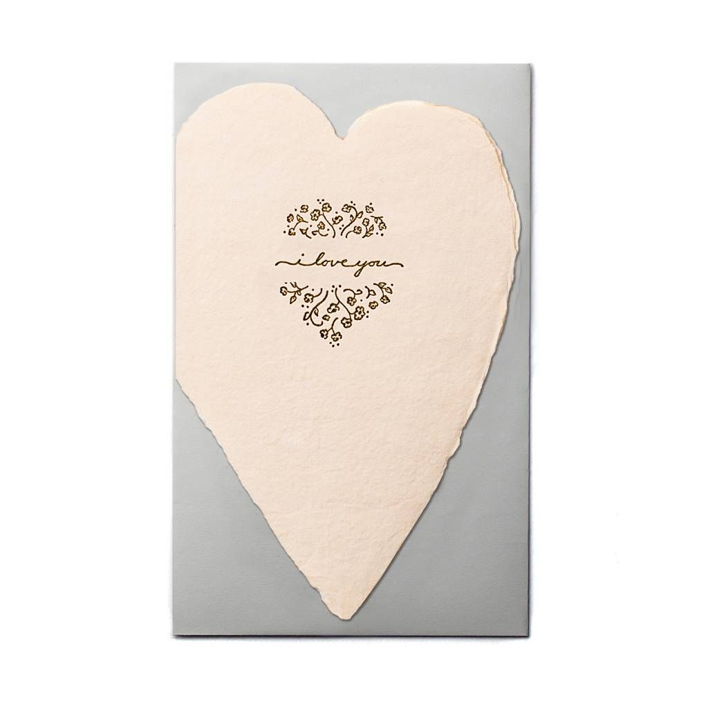 I Love You Blush Letterpress Heart Card