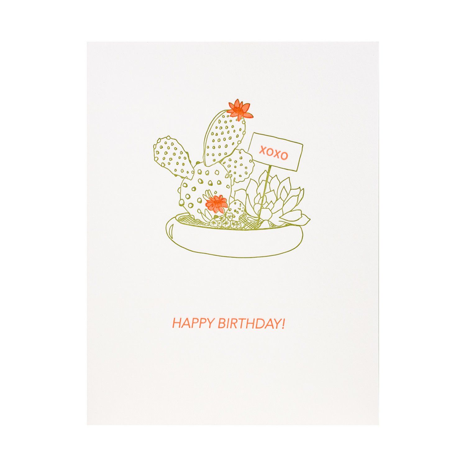Happy Birthday Cactus Letterpress Card