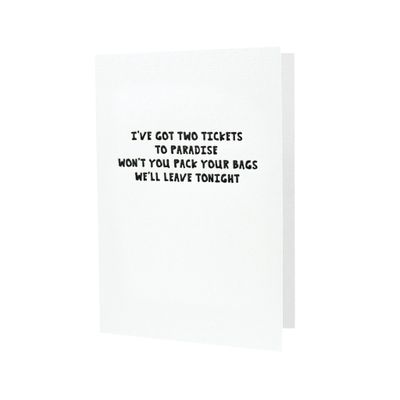 Two Tickets to Paradise Letterpress Card