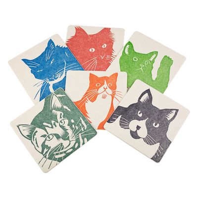 Letterpress Cat Coasters