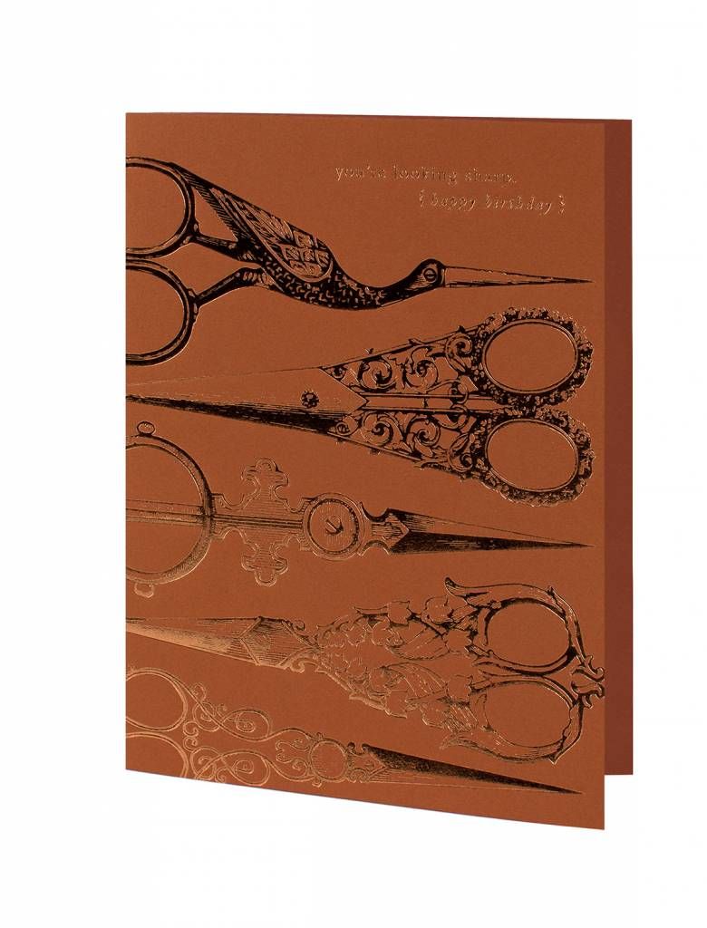 Scissors Birthday Vintage Foil Letterpress Card