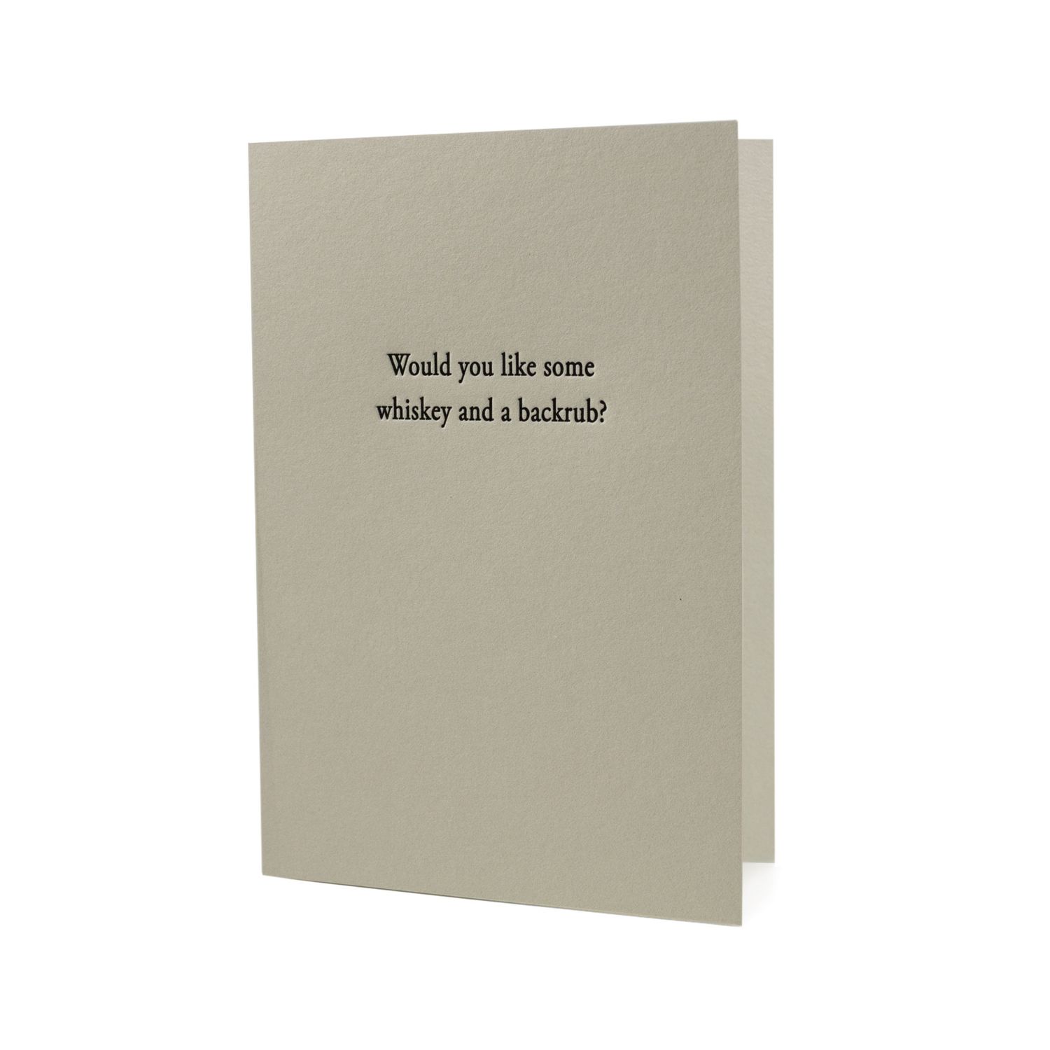 Whiskey and a Backrub Letterpress Card