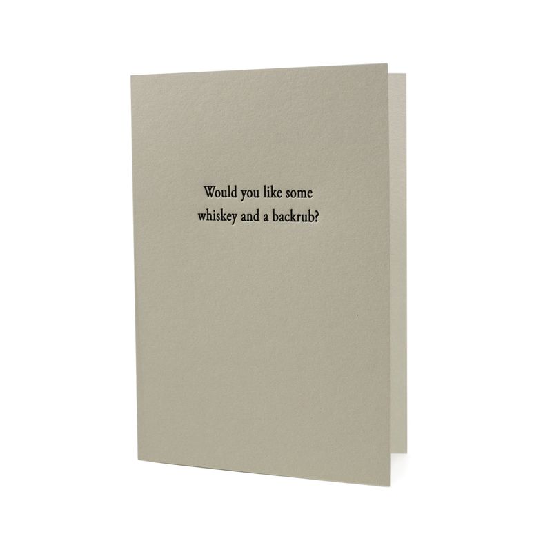 Whiskey and a Backrub Letterpress Card