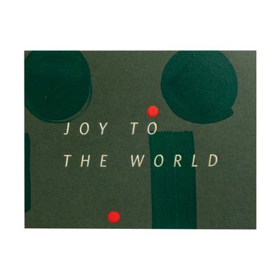 Joy To The World Green Hand Painted Letterpress Card