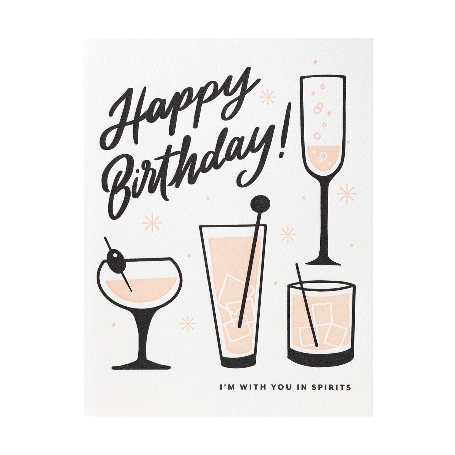 Happy Birthday Spirits Letterpress Card