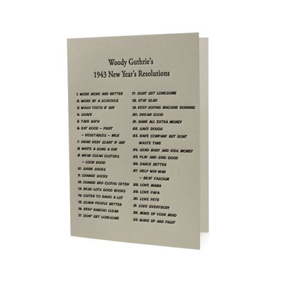 Woody Guthrie&#39;s 1943 New Year&#39;s Resolutions Letterpress Card