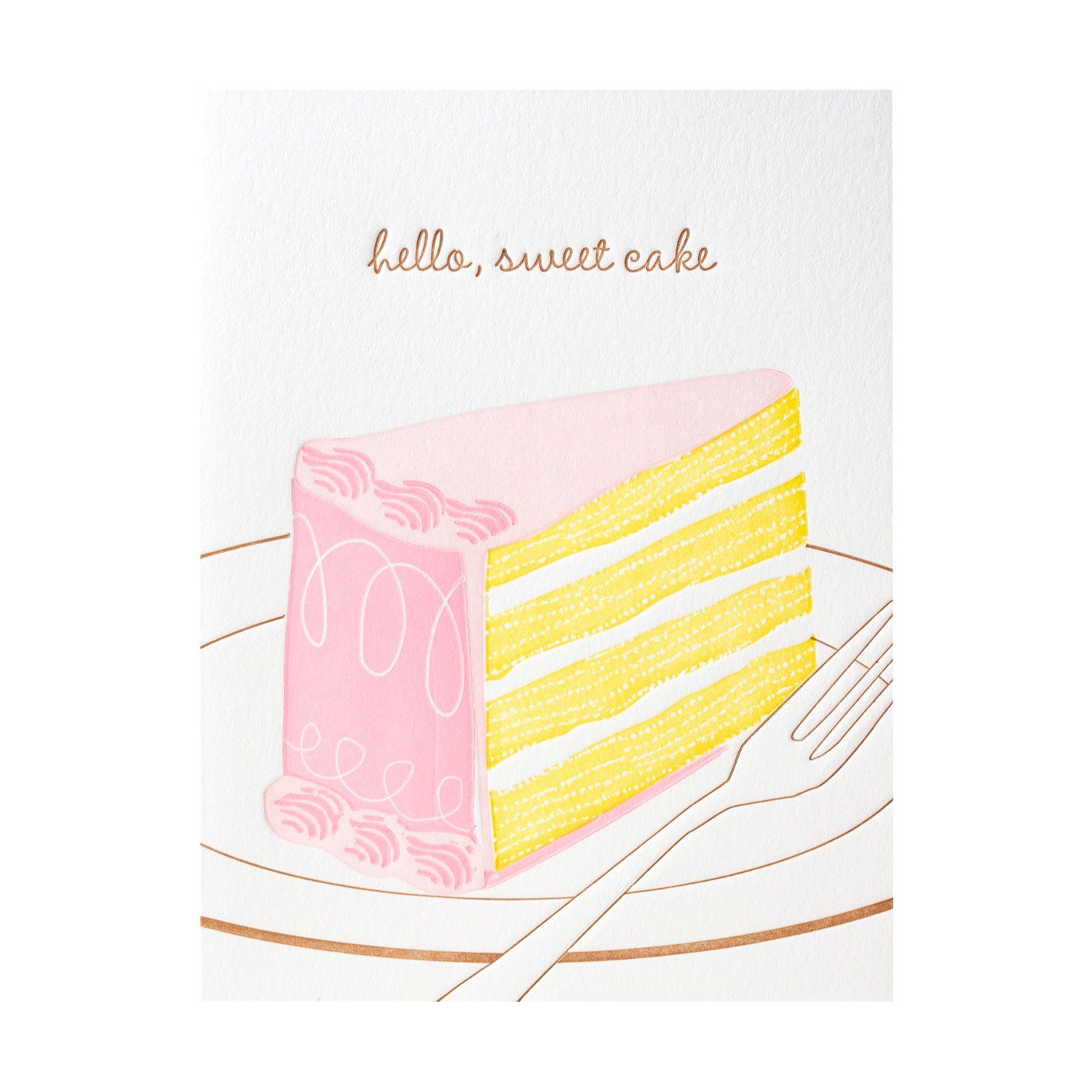 Hello, Sweet Cake Letterpress Card