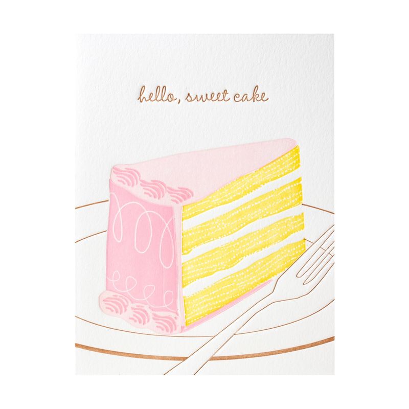 Hello, Sweet Cake Letterpress Card