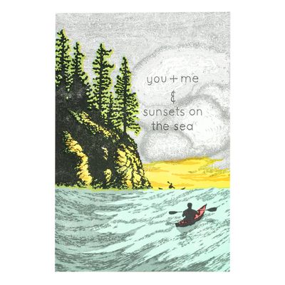 You + Me Sunsets on Sea Letterpress Card