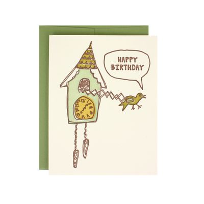 Cuckoo Clock Birthday Supreme Letterpress Card