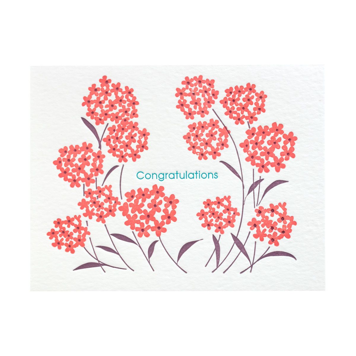 Red Flowers Congratulations Letterpress Card