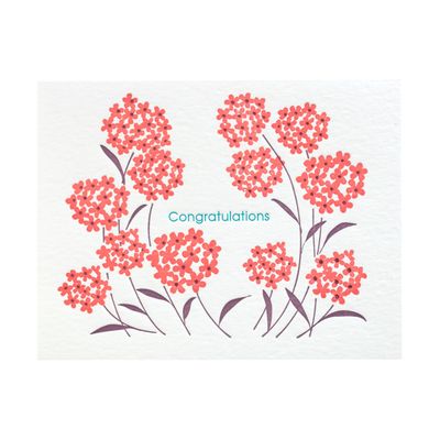 Red Flowers Congratulations Letterpress Card