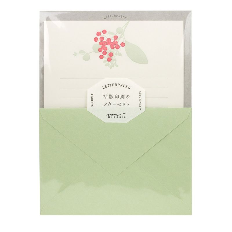Letter Set 460 Letterpressed Bouquet Red