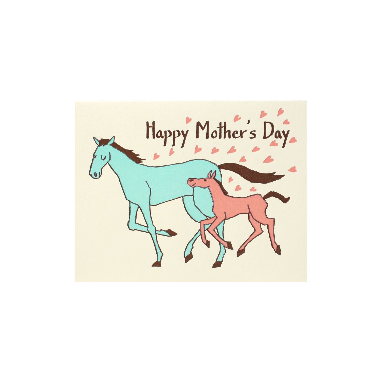 Mother&#39;s Day Horses Letterpress Card