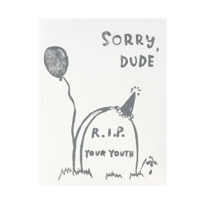 R.I.P Your Youth Woodblock Print Card