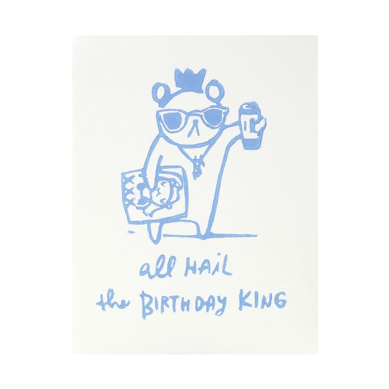 Birthday King Woodblock Print Card