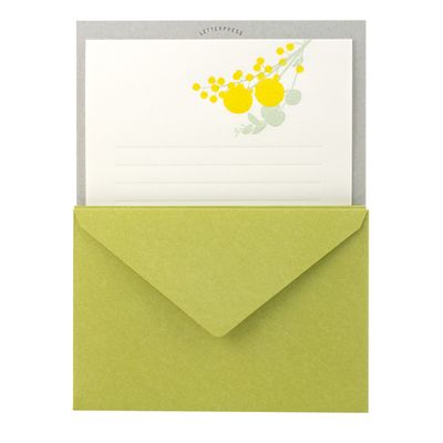 Letter Set 461 Letterpressed Bouquet Yellow