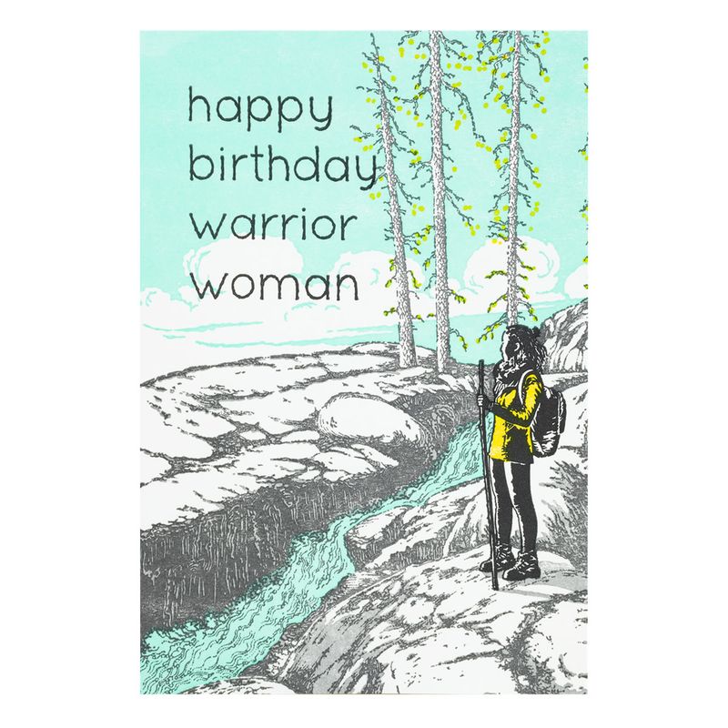 Happy Birthday warrior woman letterpress card