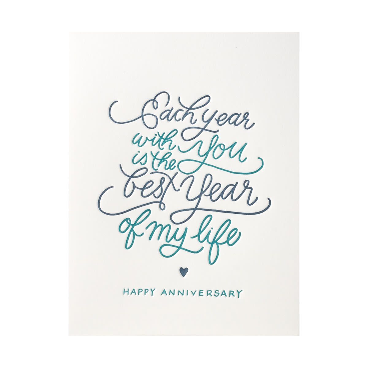 Each Year With You Anniversary Letterpress Card