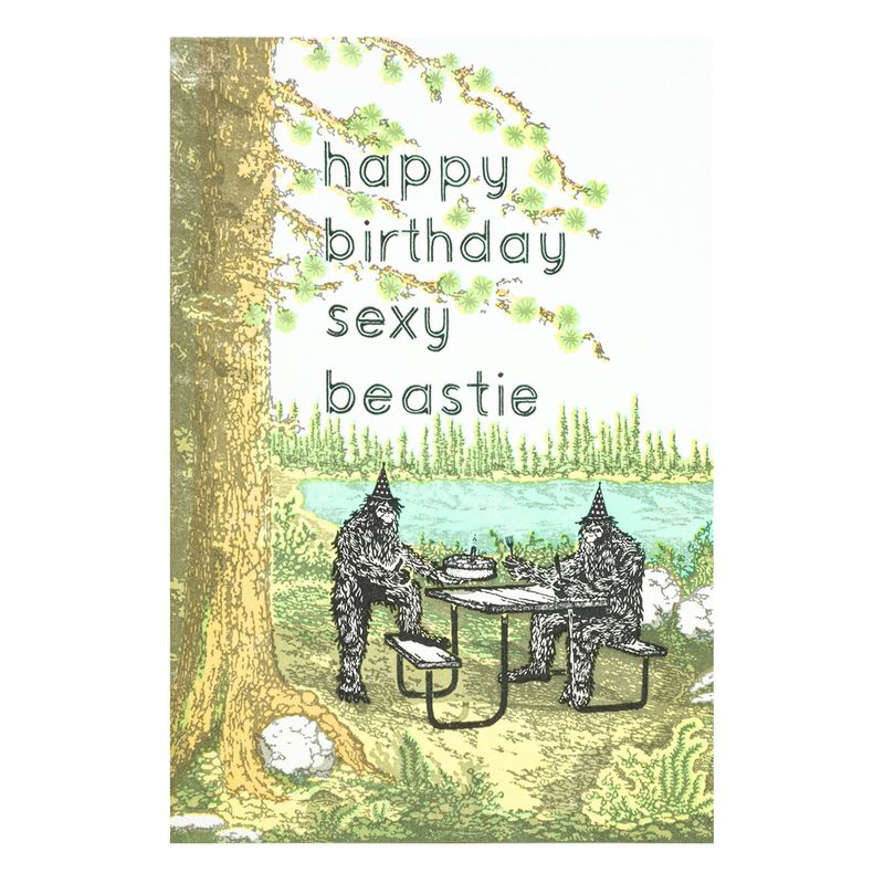 Happy Birthday sexy beastie letterpress card