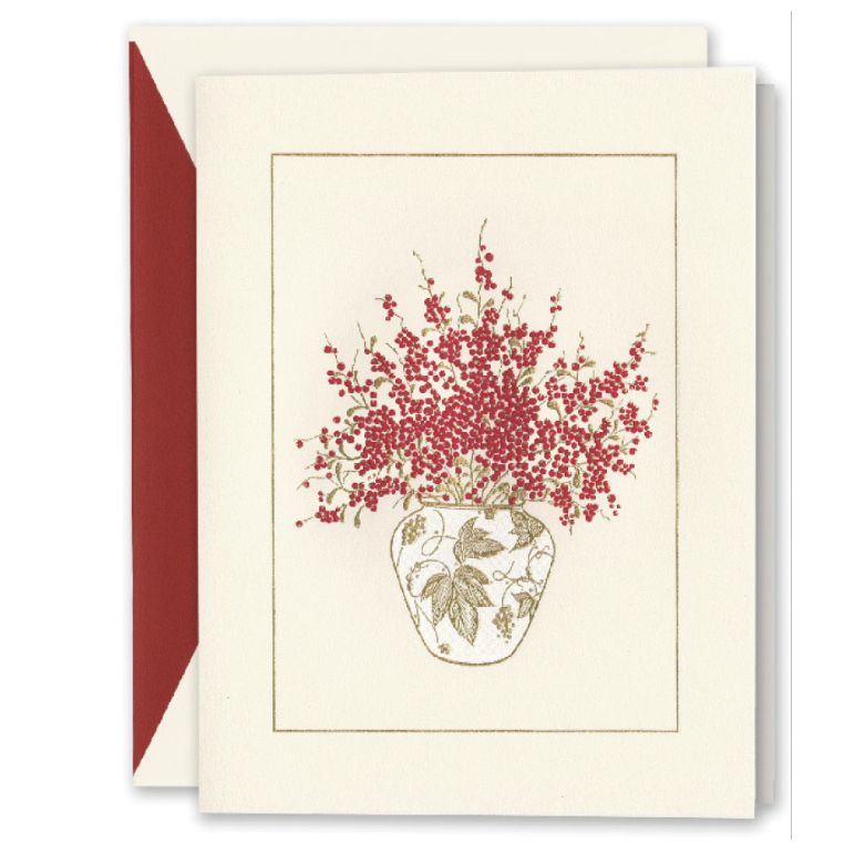 Engraved Pepperberry Vase Holiday Boxed Notes