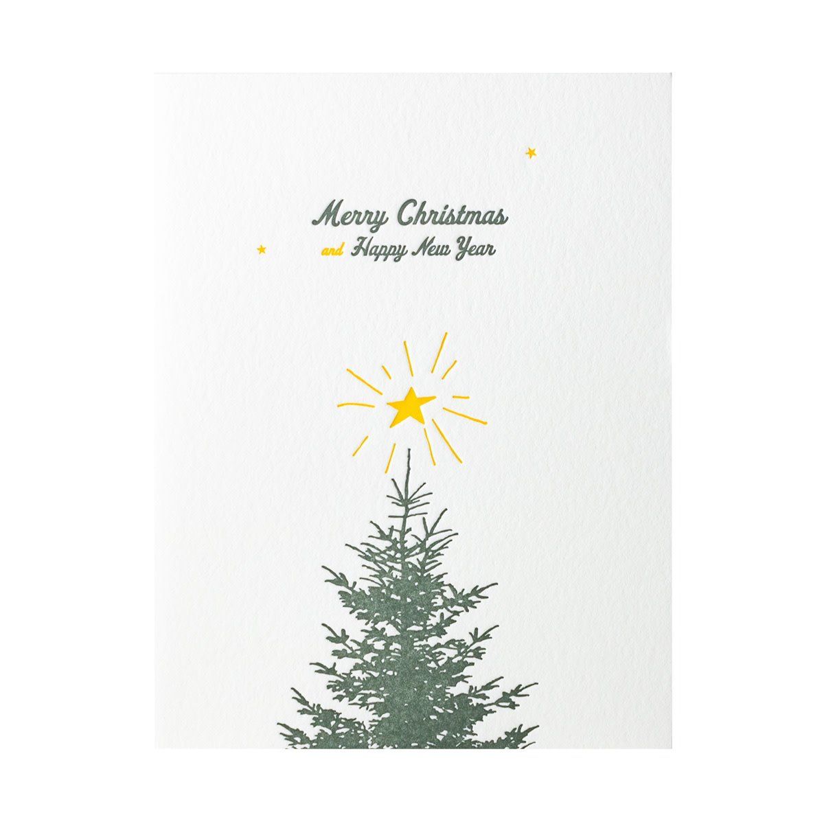 Merry Christmas Tree Letterpress Cards Box of 6