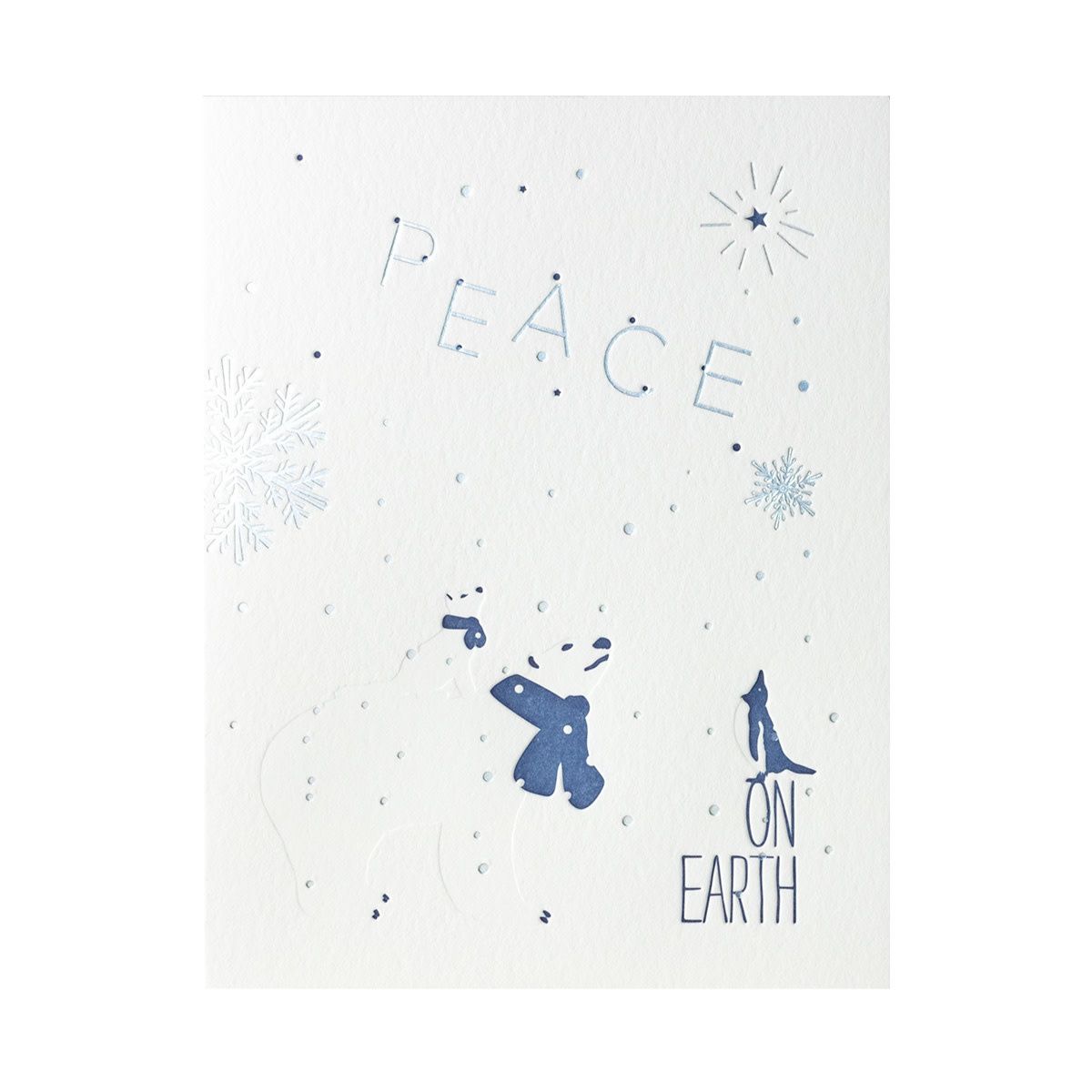 Polar Bear and Penguin Holiday Letterpress Cards Box of 6