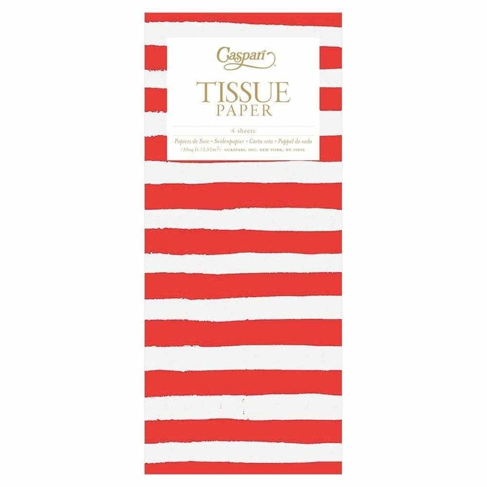 Painted Stripe Red &amp; White Tissue Paper Package 4 Sheets