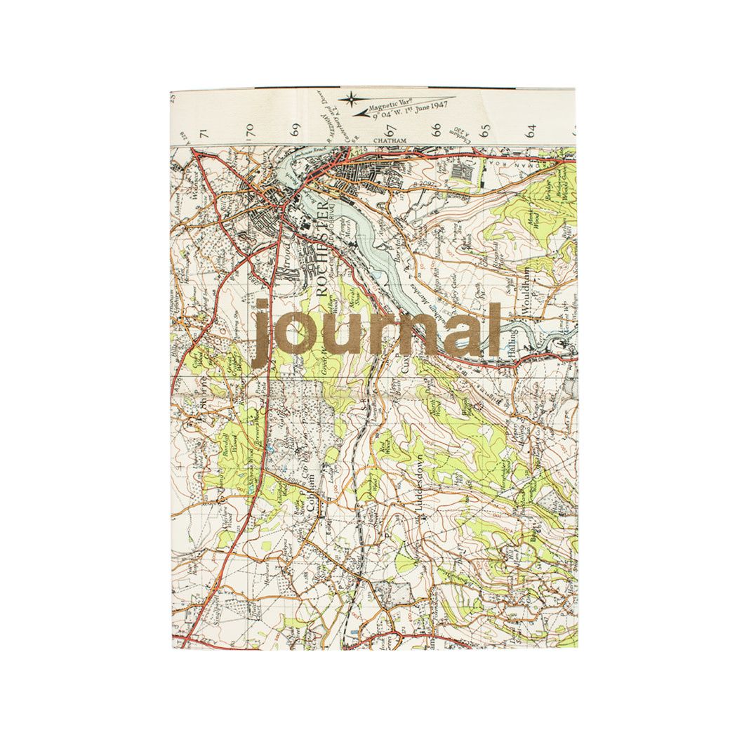 Vintage Linen Map Journal