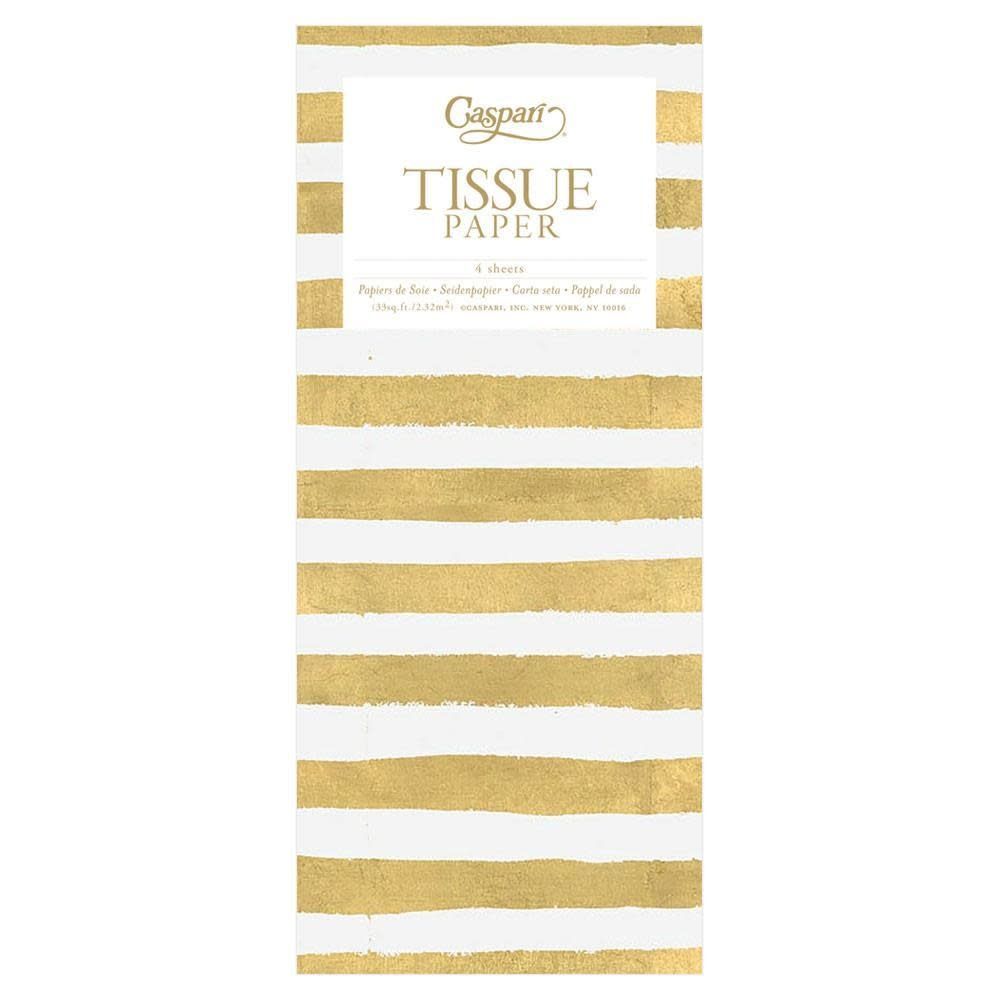 Painted Stripe Gold/White Tissue Package 4 Sheets