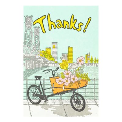 Thanks Cargo Bike &amp; Bridge Letterpress Card