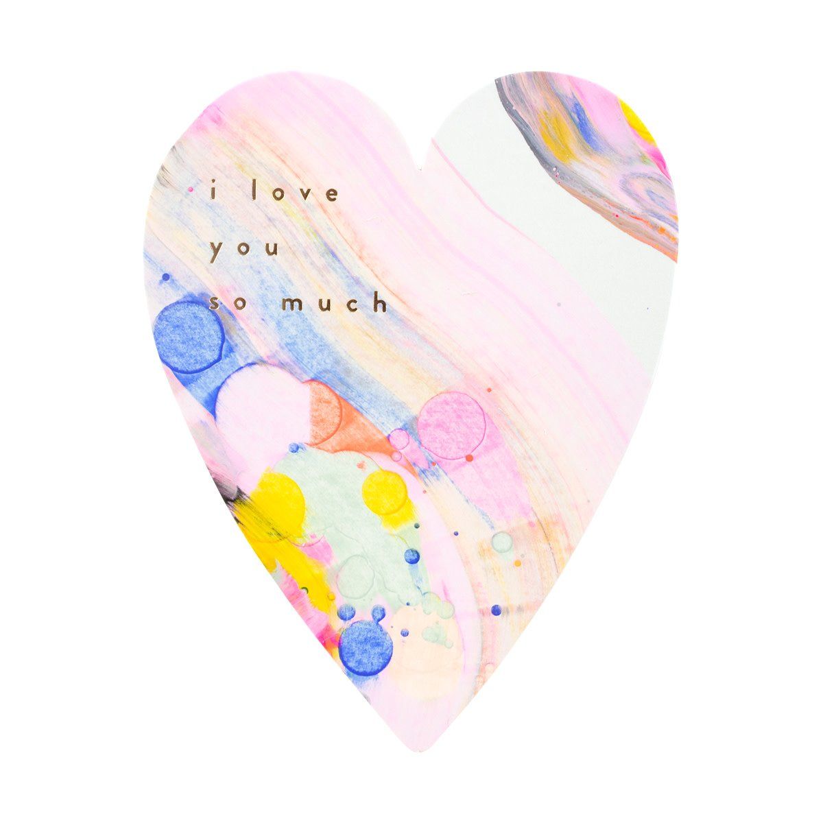 Rainbow Heart Letterpress Hand Painted Card