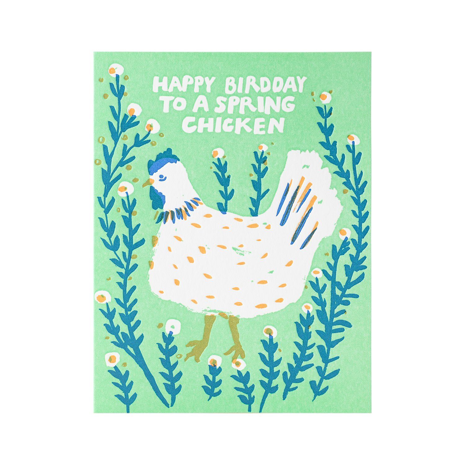 Spring Chicken Birthday Letterpress Card